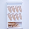 thumbnail image 5 of Press On Nails HUOGUO Long Nude White con líneas de borde x24, 5 of 5