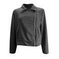 thumbnail image 4 of iHPH7 Suede Jacket Women Womens Jackets Casual Cropped Jacket Athletic Jacket Women Zip Up Jacket Women's Outerwear Full Zip Jacket Women Dark Gray S, 4 of 5