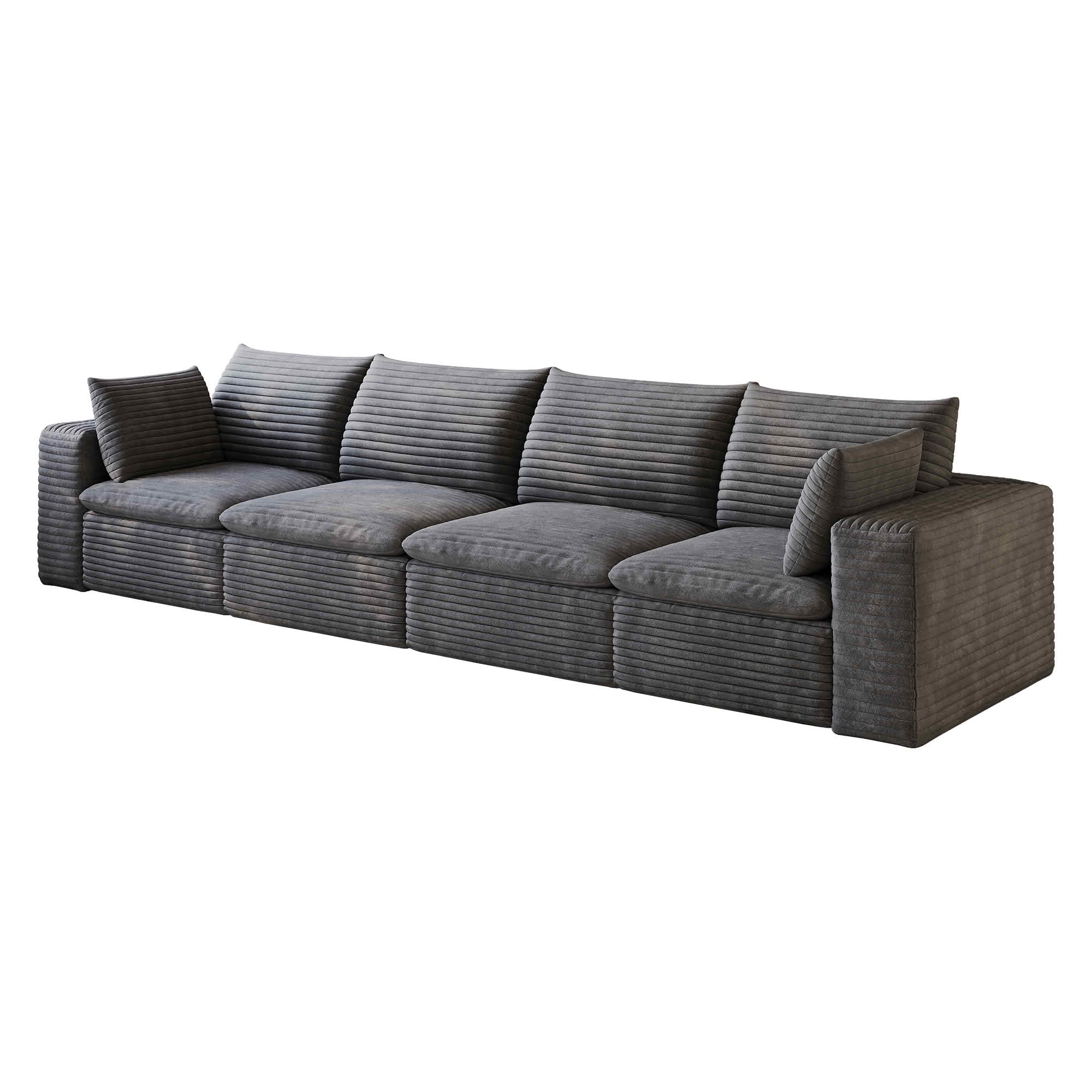 MAYEERTY 134 Inch Cloud Modular Sofa, Corduroy Deep‑Seat Couch with Double‑Layer Removable Cushions, No‑Assembly DIY Combination Sponge Sofa for Living Room Bedroom Conference Room Apartment