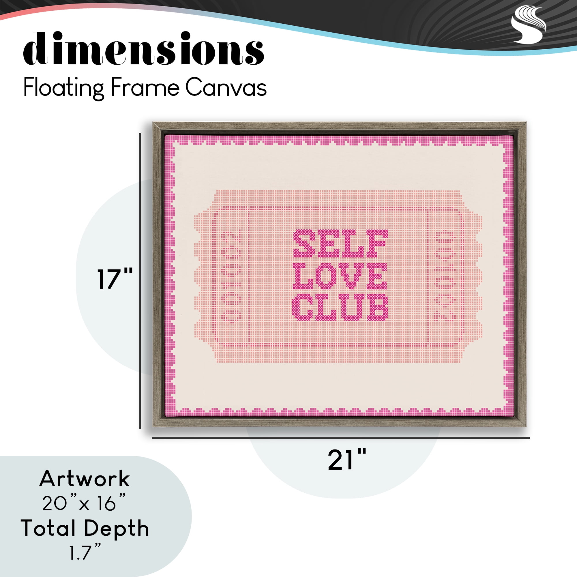 Stupell Industries Self Love Club Retro Ticket Brown Framed Floater Canvas Wall Art, design by Lil' Rue