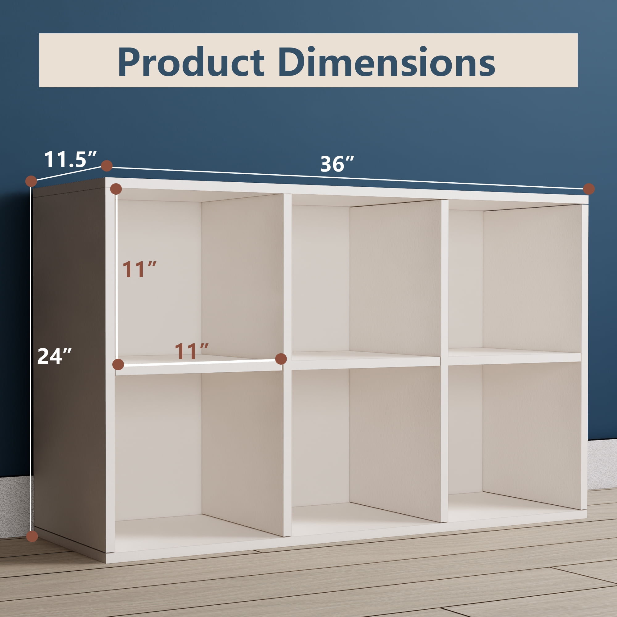 2PCS 6-Cube Storage Organizer | Open Cubby Shelving Unit Bookcase for Home Office, Bedroom, Closet & Display Storage White