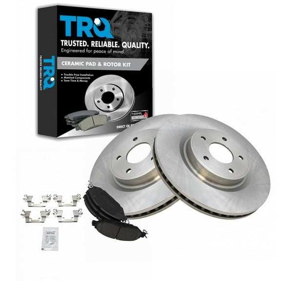 TRQ Front Brake Pad & Rotor Kit Brake Pads Brake Rotor Ceramic Fits Select 2013 INFINITI JX35 2014-2020 QX60 2015-2021 Nissan Murano 2013-2020 Pathfinder