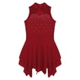thumbnail image 5 of TSSOE Kids Girls Ballet Dance Dress Sleeveless Turtleneck Figure Ice Skating Dress Dancewear Burgundy 10, 5 of 7