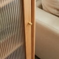 thumbnail image 2 of Solid Oak Storage Cabinet for Living Room - Free-Standing Corner Cabinets Storage Table with Vintage Glass Door,2 Shelves,1 Drawers & Brass Handle for Entryway Kitchen Hallway TV Stand, 2 of 9