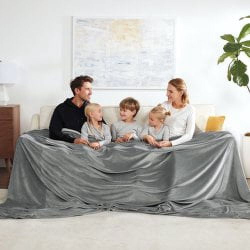 Brookstone Huge Extra-Large Super Soft Throw Blanket, Blue