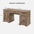 thumbnail image 3 of T4TREAM Farmhouse Wood 58" Executive Desk for Home Office, 30" High Computer Desk with Drawers and Storage Cabinet, Warm Brown, 3 of 5