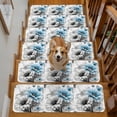 thumbnail image 2 of Gray Blue Daisy Butterfly Stair Treads Non Slip for Steps Floral Botanical Watercolor Plant 4 Pcs Reusable Adhesive Stair Runner Mats for Dogs Elders Carpet Treads Rugs for Staircase 8x30 In, 2 of 9