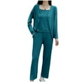 thumbnail image 5 of SwiftWear Women's Modal Pajama Set 3-Piece Sleepwear Lounge Set Comfy Crew Neck Long Sleeve Top with Cami & Pants, Soft Loose Fit Pajamas, Green, 5 of 5