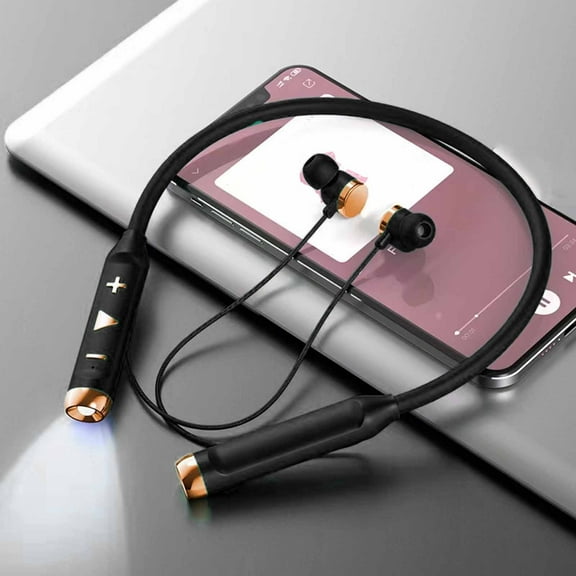 VBVC Neckband Bluetooth Headphones,Hd Stereo Wireless Sports Earphones,Around Neck Bluetooth Headphones Noise Cancelling Mic,Magnetic Attraction,Flashlight