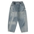 thumbnail image 4 of TBWNWG Boys Jeans Size 8,Boys Jeans Summer Kids Street Kids Baggy Straight Pants Boys Wide Legs Pocket Pants,Sizes 11-12 Years, 4 of 9