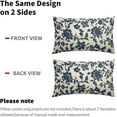 thumbnail image 5 of Navy Blue Floral Block Print Lumbar Pillow Covers 12x20 Set of 2 Rustic Old Style Vintage Flower Pattern Cream Decorative Rectangle Throw Pillow Cases Outdoor Farmhouse Decoration for Sofa Couch Bed, 5 of 6