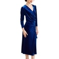 thumbnail image 4 of INSPIRE CHIC Velvet Wrap Dress for Women's V Neck Wedding Guest Cocktail Party Maxi Dresses XL Blue, 4 of 6