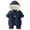 Navy, variant on newwalpole Baby Snowsuit Newborn Printed Winter Clothes Outfit Infant Boys Grils Hooded Double Zippers Jumpsuit Onesie Coat Black for Size 9-12 Months