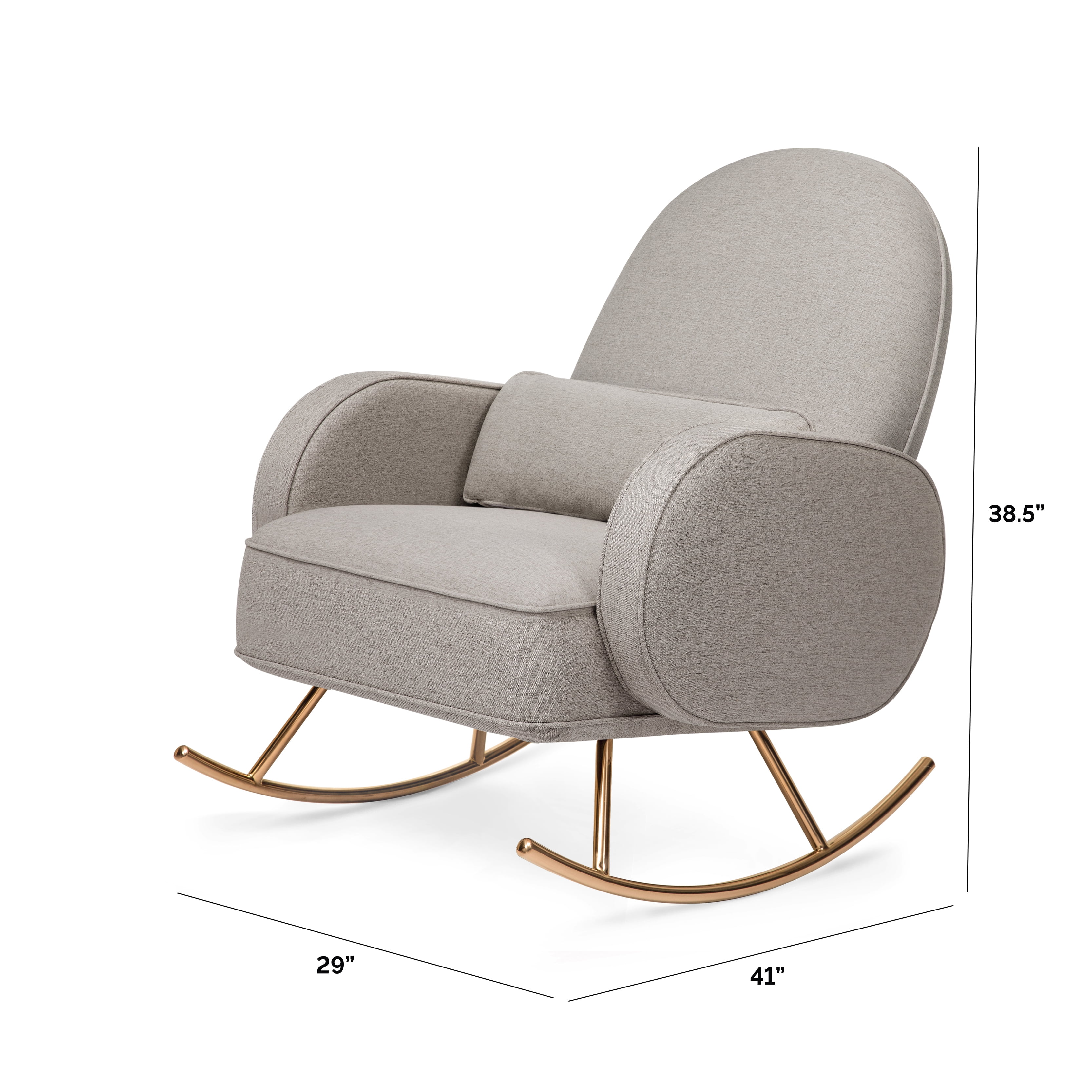 Nursery Works Compass Rocker in Performance Grey Eco Weave with Rose Gold Legs