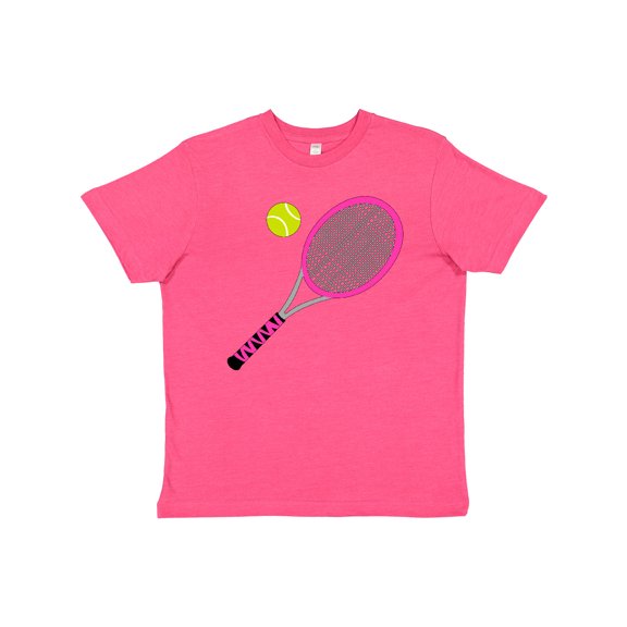Inktastic Pink Tennis Racket and Ball Youth T-Shirt