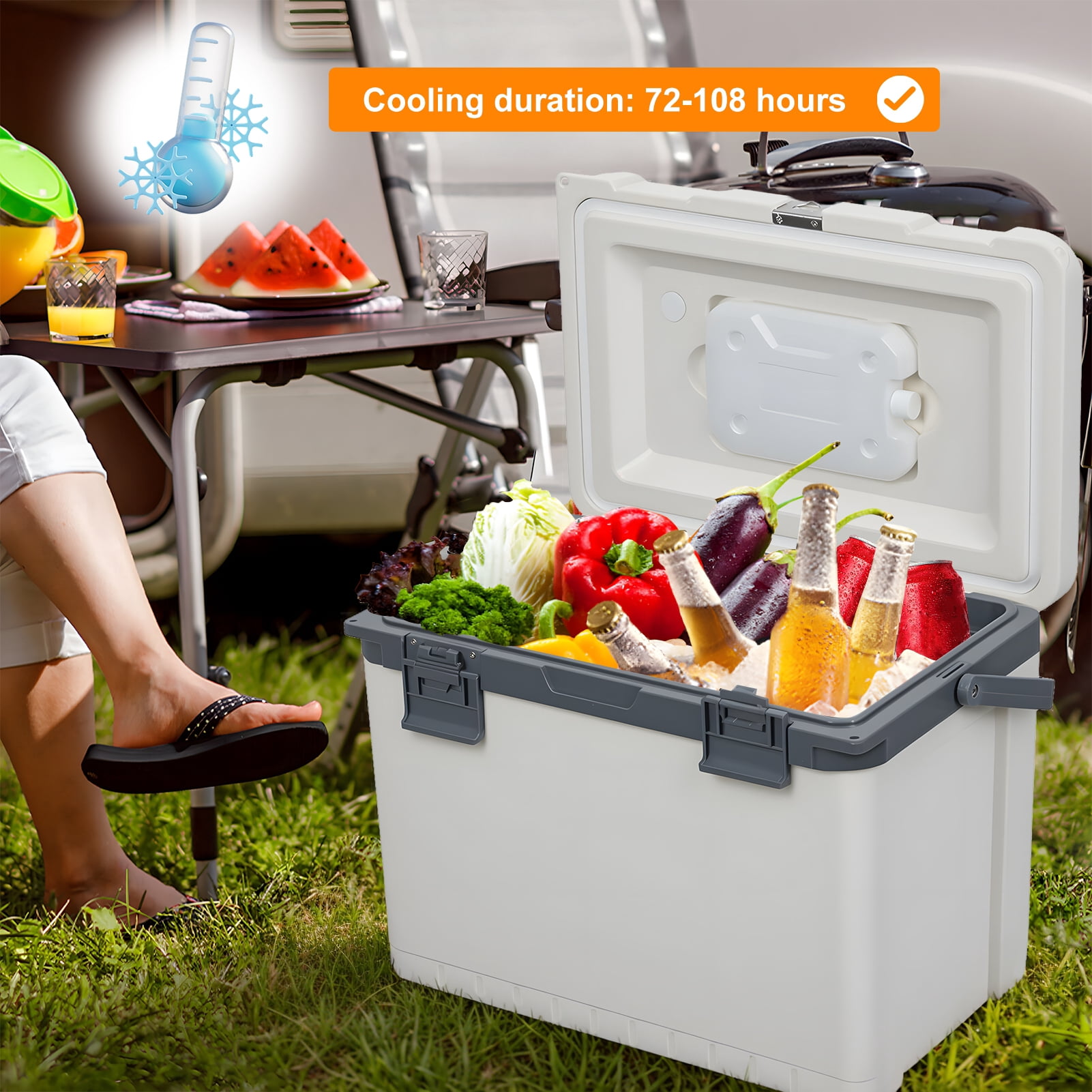 SHUO Y - Portable Ice Cooler Box, 30 Quart Hard Cooler, 72-108 Hours Ice Retention Insulated Ice Chest with Heavy Duty Handle for Camping, Beach, Outdoor
