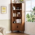 thumbnail image 3 of 67" Tall Fluted Corner Cabinet with Sliding Doors, Modern Wood Freestanding Storage Organizer, 3 of 8