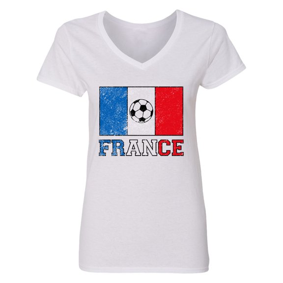 Inktastic French Soccer Women's V-Neck T-Shirt