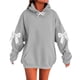 thumbnail image 1 of HongQid Women's Hoodies Oversized Long Sleeve Hooded Sweatshirts Graphic Drop Shoulder Bow Trim Print Pullover Tops, 1 of 2