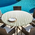 thumbnail image 6 of Sage Green Round Tablecloth, Fitted Table Cover with Elastic for 36"-44" Round Tables, Floral Stripe Gradient Simple Branch Texture Table Cloth Outdoor Indoor Dinning Party Waterproof Tablecloths, 6 of 7