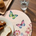 thumbnail image 3 of Pink Flowers Round 15 Inch Placemats Set of 8, Spring Floral Butterfly Elegant Pastoral Botanical HeatResistant Non Slip Place Mats for Dining Table, Wipeable Kitchen Table Mats for Housewarming, 3 of 9