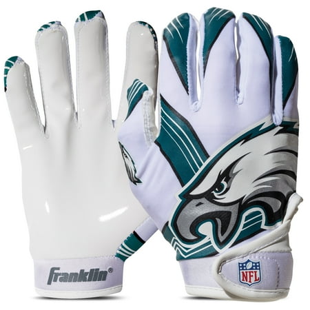 Franklin Sports Philadelphia Eagles Youth NFL Football Receiver Gloves - Official NFL Team Logos - Kids Football Gear + Accessories - Youth M/L Pair