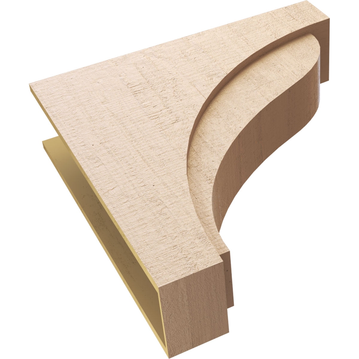 9"W x 36"D x 36"H Thin Helena Rough Cedar Woodgrain TimberThane Corbel, Primed Tan