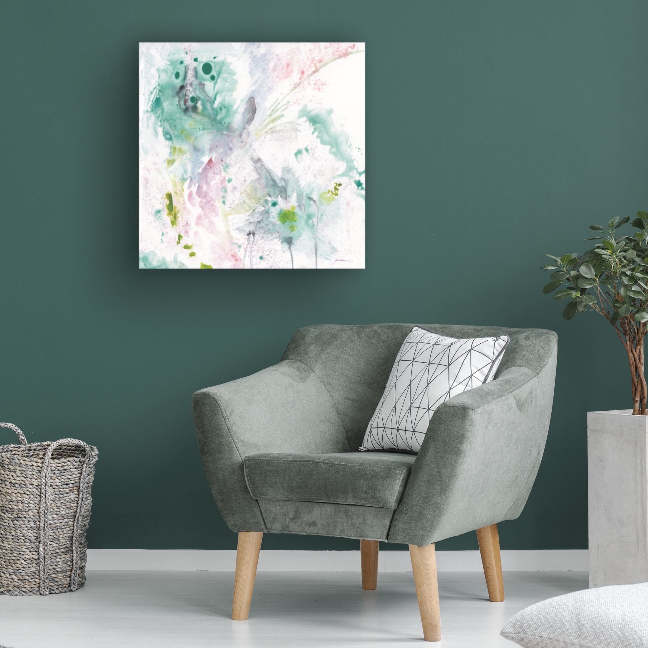 Canvas Wall Art - Sheila Golden 'Aqua Abstraction' Wall Art for Living Room, Bedroom, or Office Décor by Trademark Fine Art - 14 x 14 Inches