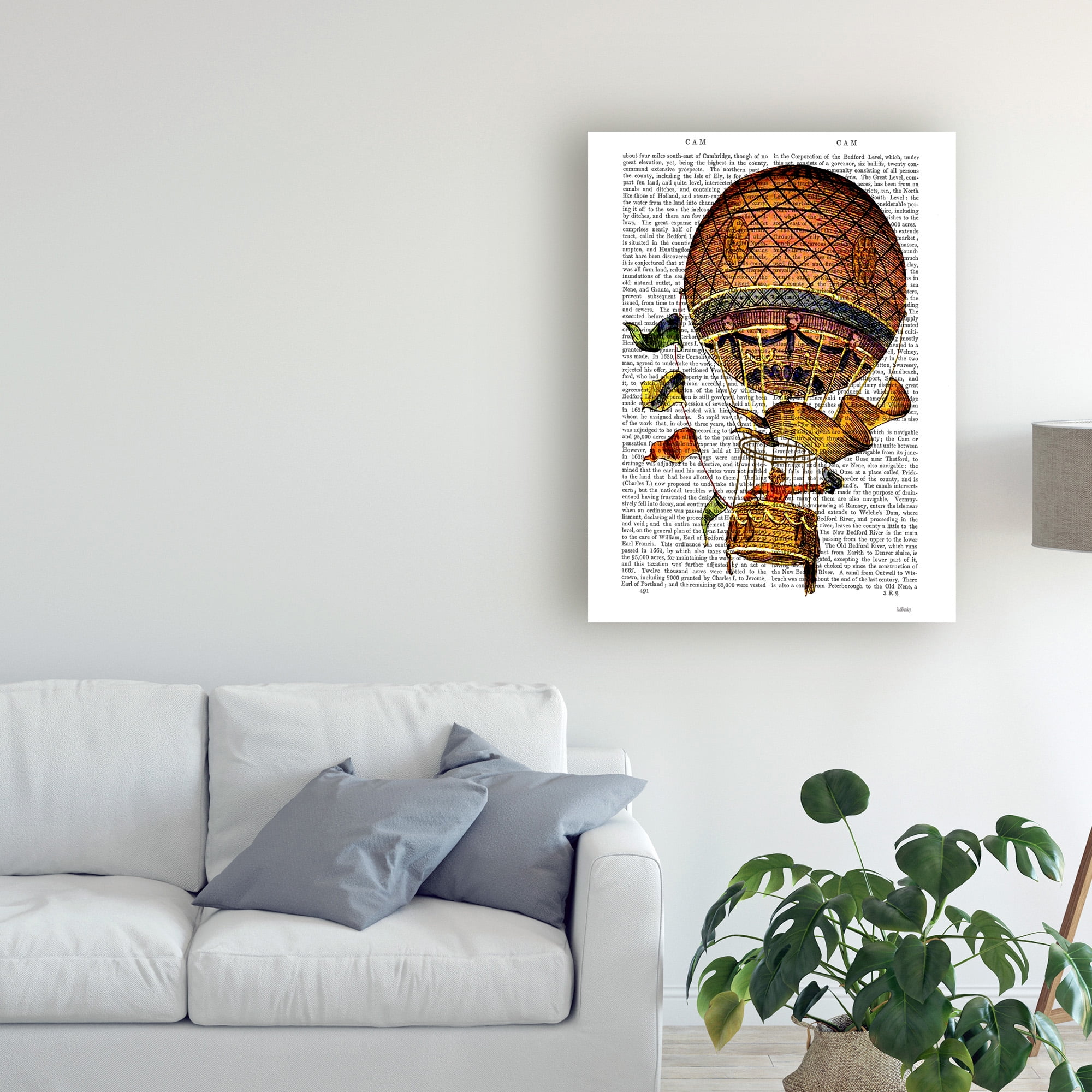 Trademark Fine Art 'Hot Air Balloon with Flags' Canvas Art by Fab Funky