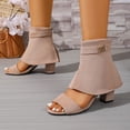 thumbnail image 5 of Purcolt Women's Summer Open Toe Booties Sandals Faux Suede Strap Wrap up Pump Boots Casual Block Heeles Dress Shoes with Zipper Back, 5 of 9