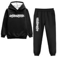 thumbnail image 2 of amropi Boy's Tracksuit Fur Lined Pullover Hoodie Jogging Pants Set 2 Pieces Sweatsuit (Black,6-7Years), 2 of 7