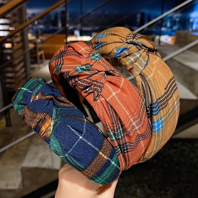 Plaid Knitted Headband Buffalo Plaid Headband & Mitts Set - I Like Knitting main image 3