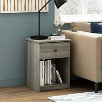Furinno Lucca Nightstand with One Drawer, French Oak Grey