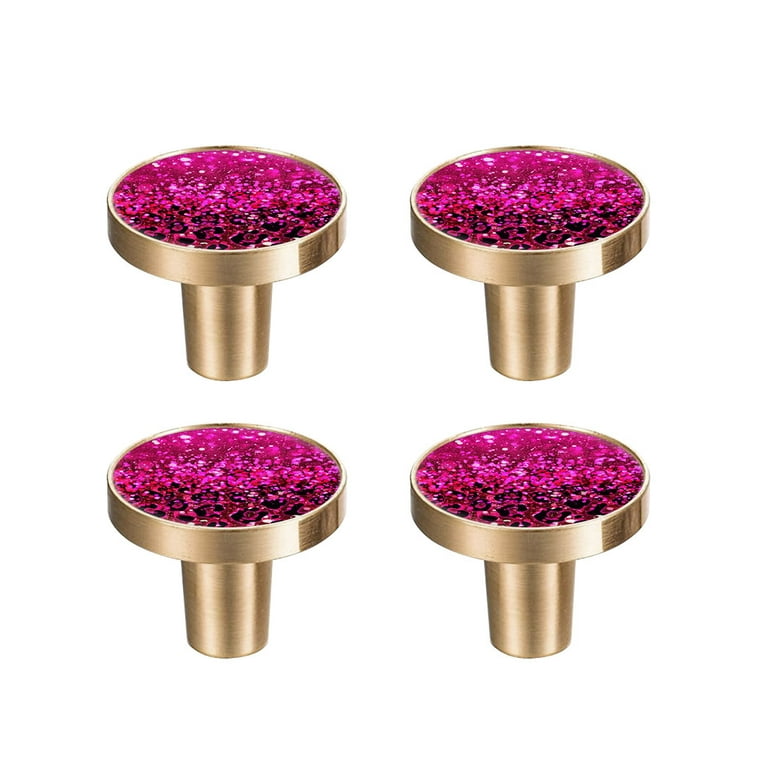 WIRESTER 4pcs Set Cabinet Drawer Knobs Decor Wall Hanging Hooks for Home Bathroom Bedroom Kitchen 1.26 inch Diameter Round Cabinet Knob Hot Pink Glitter Sparkle With Black Pink Glitter Leopard Walmart...