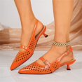 thumbnail image 6 of Hollow Out Cutout Slingback Kitten Heels Formal Evening Dinner, Pointed Toe Buckle Strap Pumps Daily Office Commuting, Comfortable Elegant Dress Shoes Weekend Party Gathering, Orange 6.5, 6 of 7
