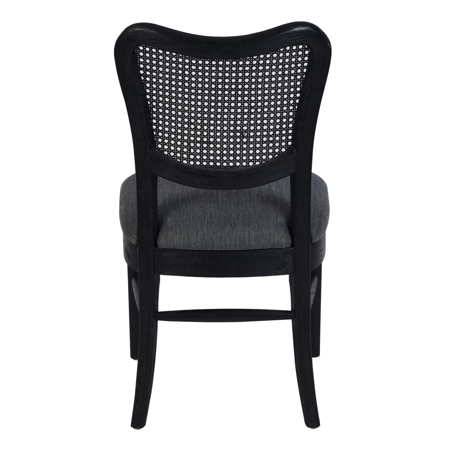 Chaises de salle à manger Lot de 2, chaises latérales rembourrées avec dossier en rotin et pieds en bois, chaises au design moderne du milieu du siècle pour le salon et la cuisine