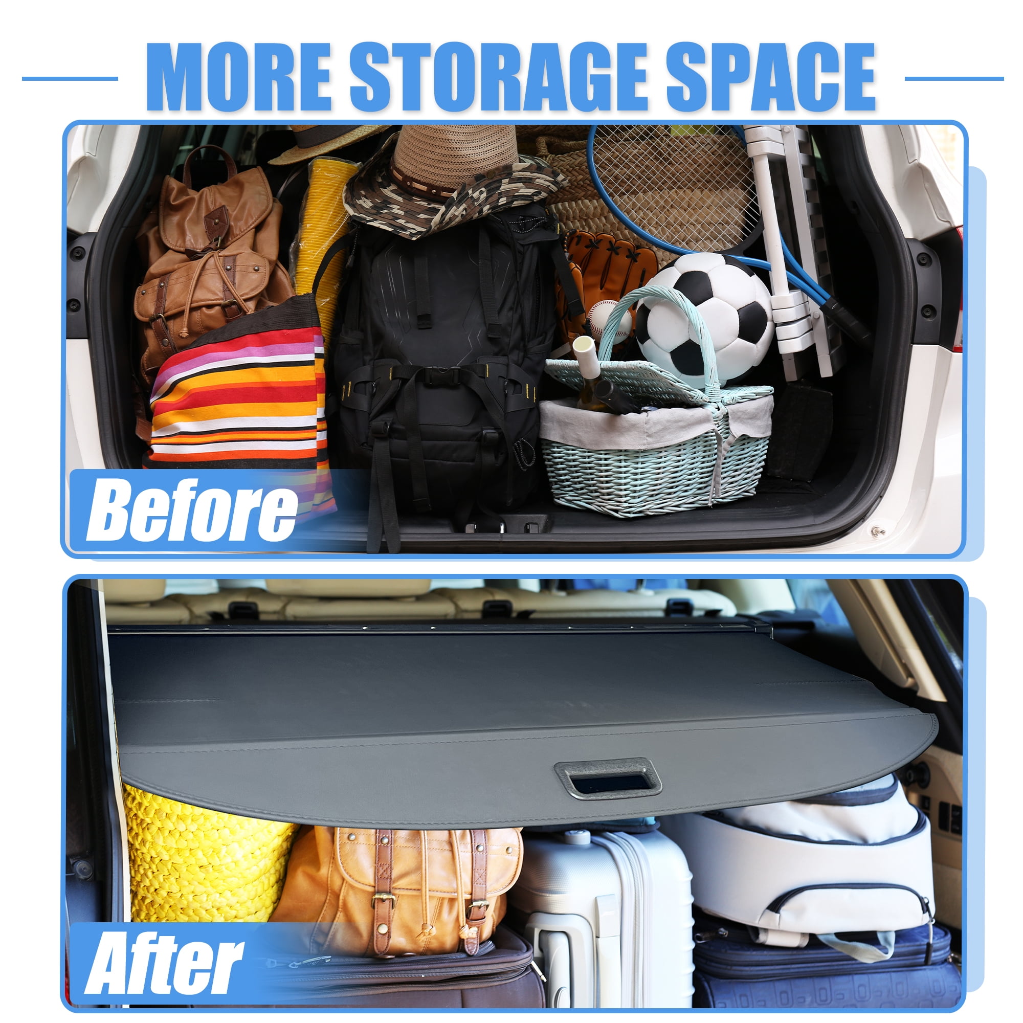 Unique Bargains Retractable Cargo Cover for VW Tiguan 2018 2019 2020 2021 2022 Black