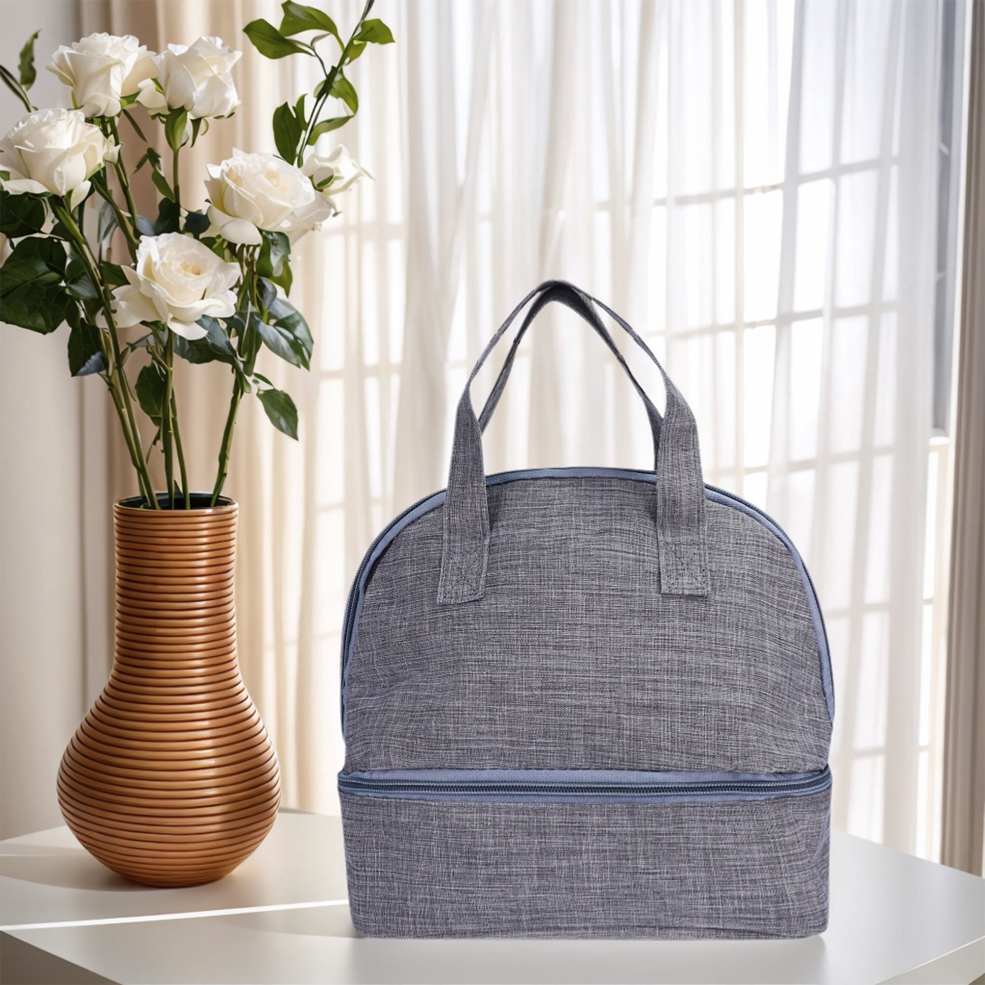 Unique Bargains Lunch Bag Insulated Bag Cute Tote Bag Gray