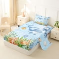 thumbnail image 2 of jejeloiu Watercolor Ocean Life Twin Sheets,Whale Print Bedding For Boys,Blue White,3pcs,1 Fitted Sheet and 1 Pillowcase, 2 of 6