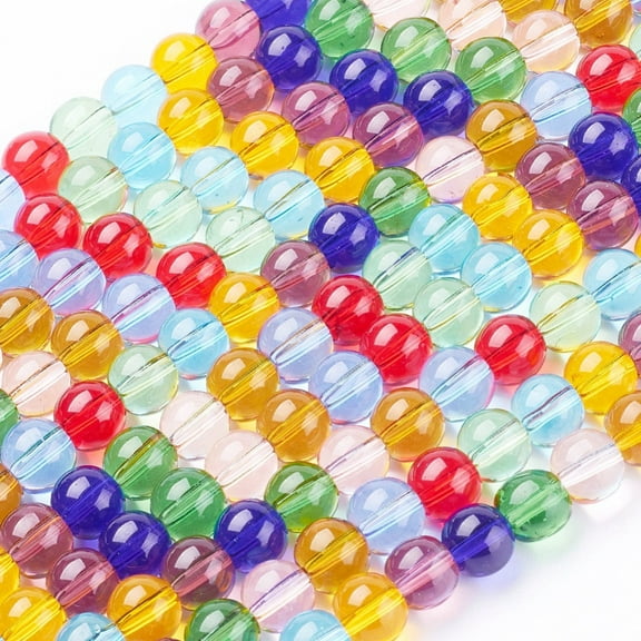 10strands Glass Beads Strands Multi-color Round Mixed color 6mm Hole: 1mm