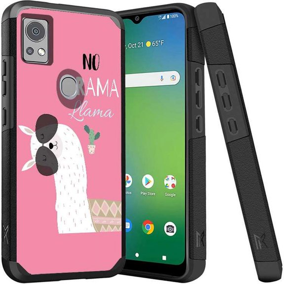 ANJ  Shockproof Dual Layer Slim Hard Case   Tempered Glass Cover Compatible with Icon 5, AT&T Motivate 4 - No Drama Llama