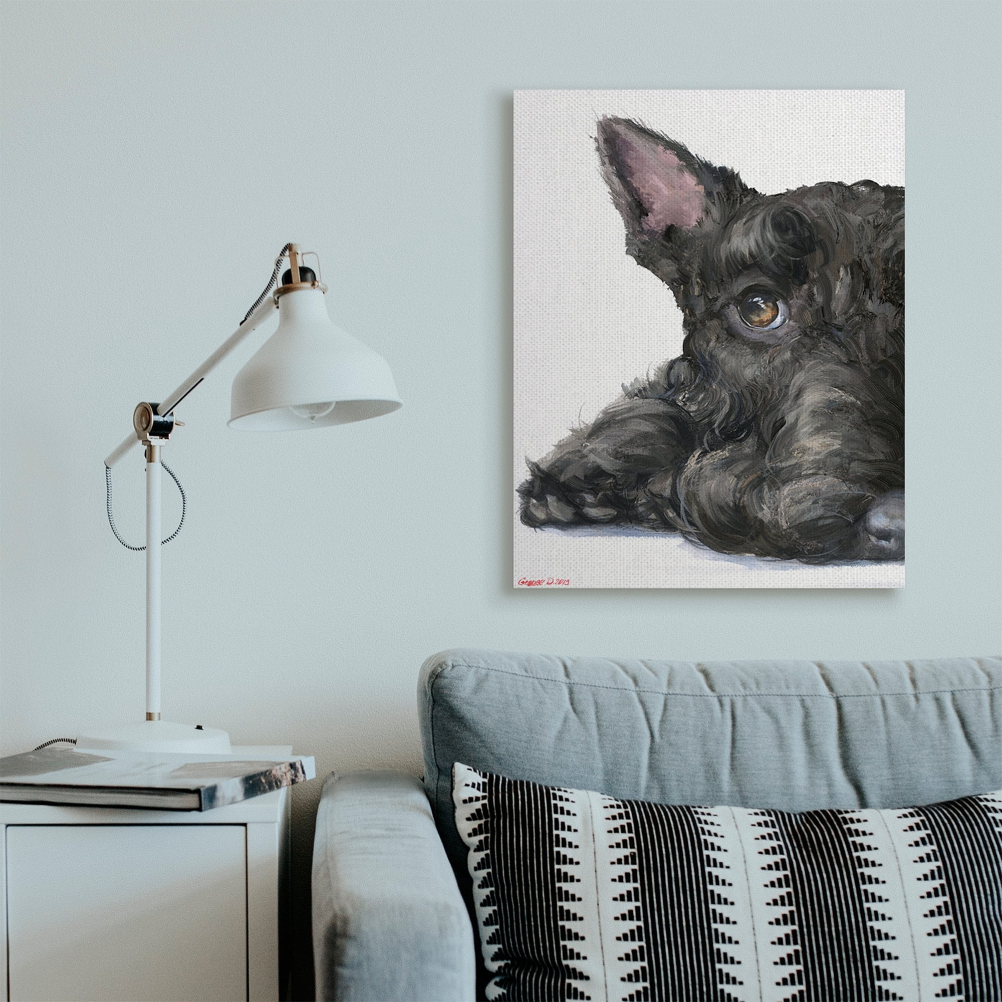 Stupell Industries Sleepy Scottish Terrier Portrait Adorable Pet Dog Canvas Wall Art, 30 x 40, Design by George Dyachenko