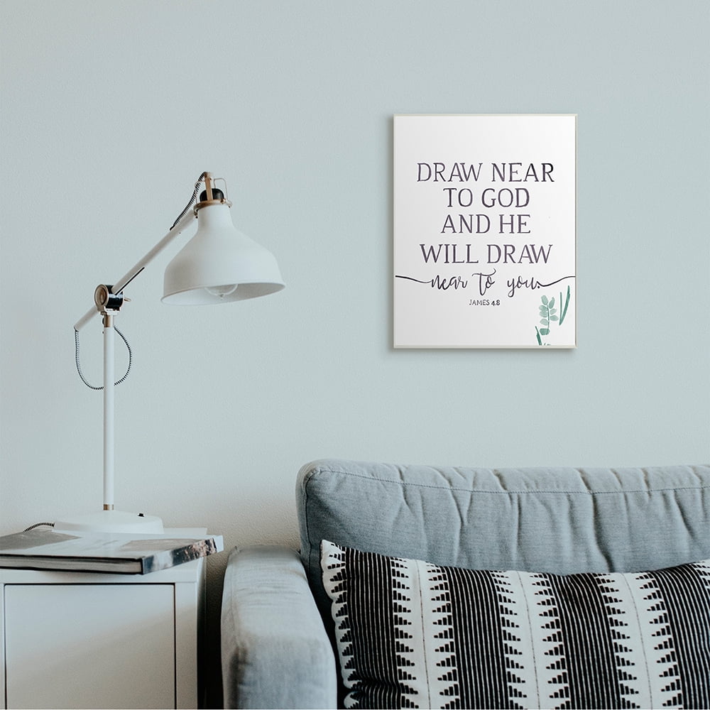 Stupell Industries He Will Draw Near Faith Phrase Green Sprout Wall Plaque by Onrei
