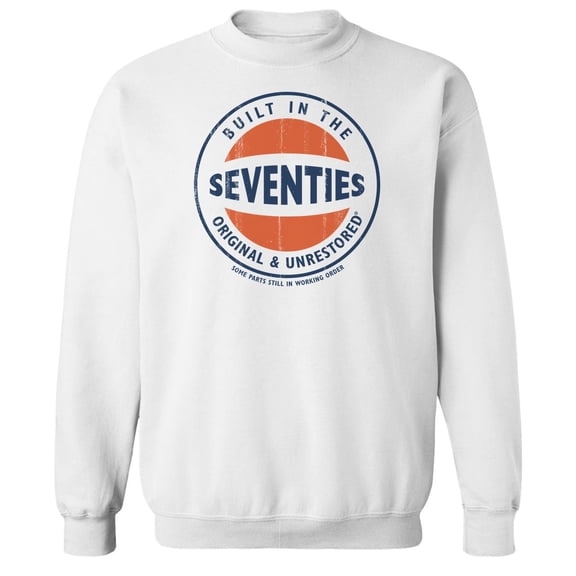 Original & Unrestored Iconic Seventies Graphic White Men's Cotton Pullover Sweatshirt