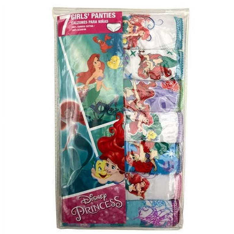 Disney Girls' Princess Ariel from The Little Mermaid 100% Combed Cotton  Underwear Panties Sizes 2/3t, 4t, 4, 6 and 8