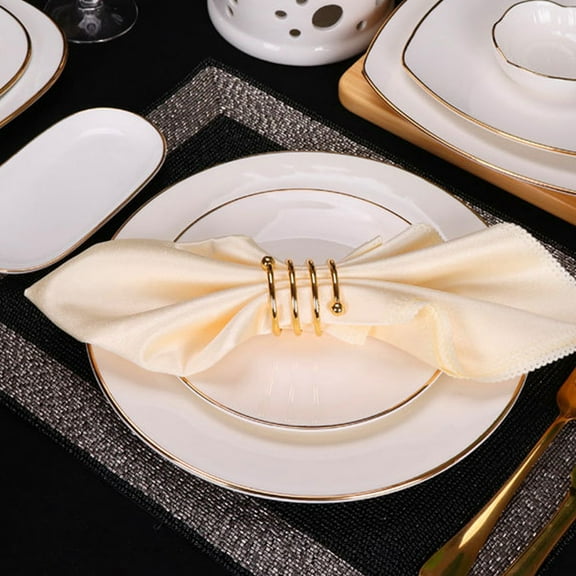 Raindrops  6 Pcs Rhinestone Napkin Rings Pearl Buckle Silver Holders Simple Style Buckles