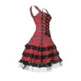 thumbnail image 4 of Oplxuo Womens Gothic Plaid Medieval Renaissance Corset Mini Dresses Vintage Laceup Front Sleeveless A-Line Punk Goth Dress, 4 of 7
