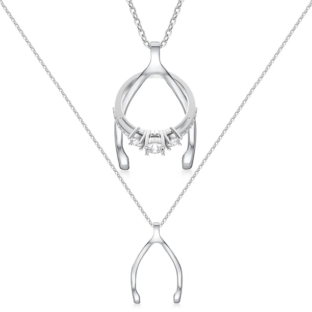 Collar con soporte para anillos Emily C en forma de espoleta de plata de ley