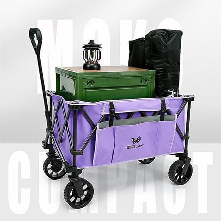Whitsunday Folding Collapsible Utility Camping Park Wagon Cart Heavy Duty Wagon Outdoor Park Beach Wagon Cart, Utility Grocery Wagon for Camping Sports Outdoor Shopping