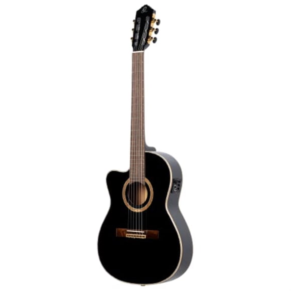 Performer Series Guitare Classique en Nylon Acoustique-Électrique à Croisement, Fine, pour Gaucher, avec Sac, Dessus Uni